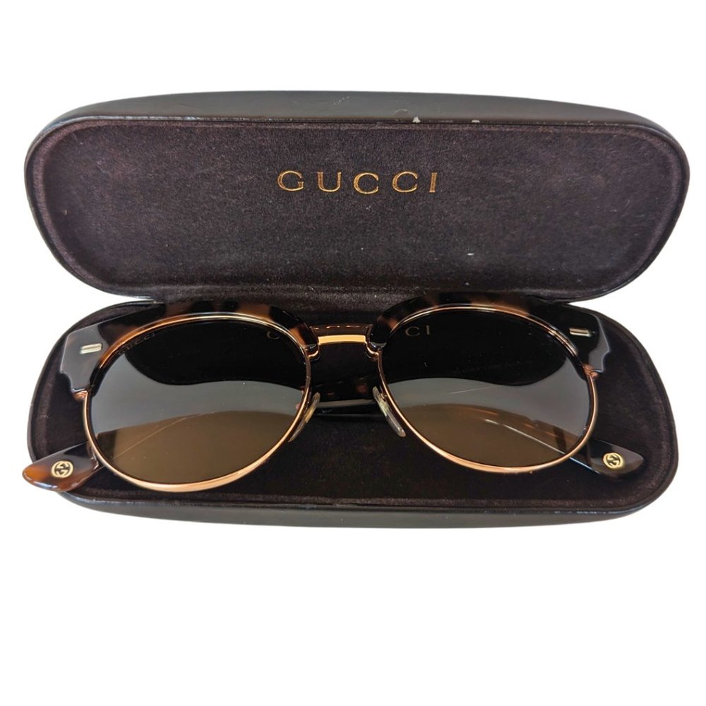 Gucci Round Havana Brown Tortoise shell Sunglasses & Case 4278/S LZUD8 5… - Picture 1 of 15